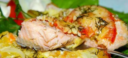 Somon coapte - pește gustos în folie sau într-o oală în cuptor cu legume, brânză și cartofi
