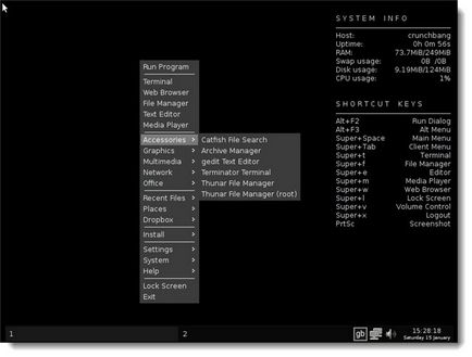 Crunchbang linux 2010, sistem de operare