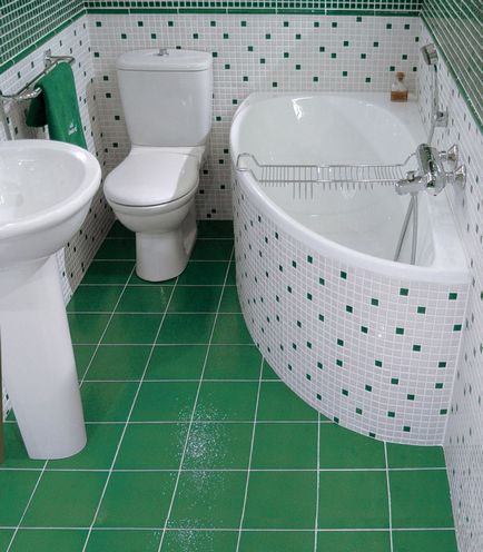 Proiectați o cameră mică de baie cu nuanțe importante pentru baie de la colț (fotografie)