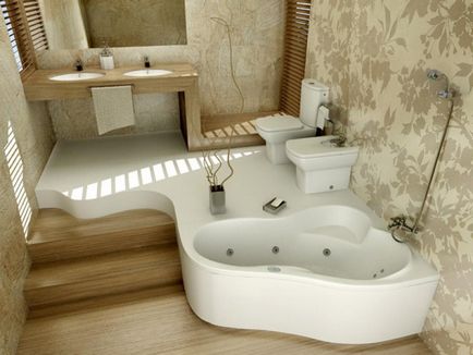Proiectați o cameră mică de baie cu nuanțe importante pentru baie de la colț (fotografie)