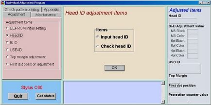 Instrucțiuni pentru utilizarea programului de ajustare epson