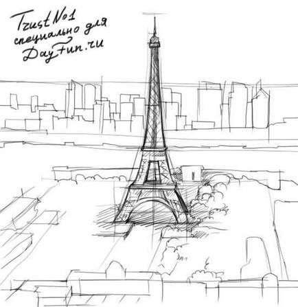 Cum de a desena un creion Eiffel Tower în etape
