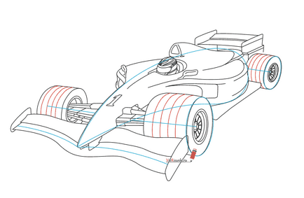 Як намалювати гоночну машину з формули 1 олівцем поетапно