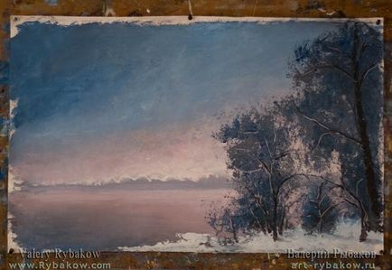 Cum de a desena un peisaj de iarnă cu ulei pe panza - lecție de pictura gratuită