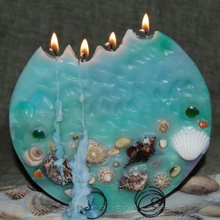 Як зробити круглу плоску свічку з морськими мушлями