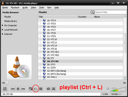 Hogyan vehetem fel a lejátszási listát a VLC
