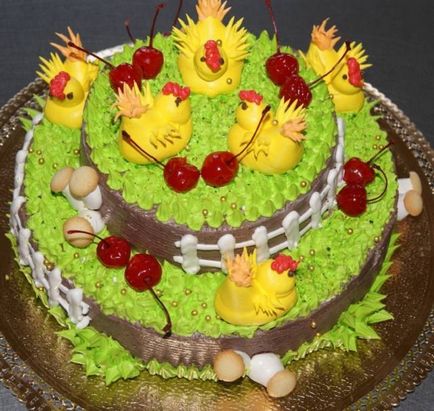 Cum de a decora un tort, brioșe pentru o vacanță sub formă de tort de pui 2d, 3d