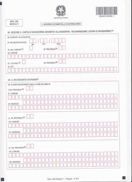 Cum se completează modulele pentru actualizarea permesso di soggiorno