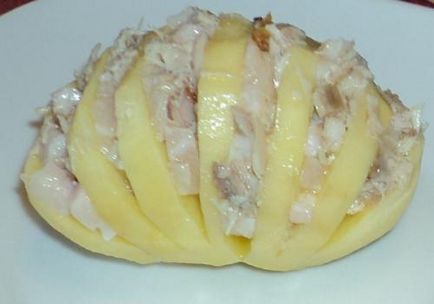 Cartof - acordeon - cu carne tocată de pui