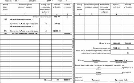 Ordine de referință pentru casă de numerar, umplere eșantion