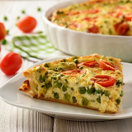 Quiche zöldborsó, paradicsom és sajt - tesztelt receptek, az eredeti fotó