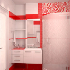 Roșu și alb de baie - stil și originalitate