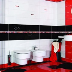 Roșu și alb de baie - stil și originalitate