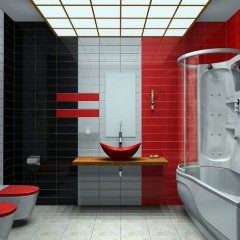 Червоно-біла ванна - стиль і оригінальність