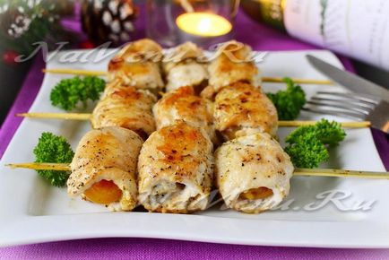 Csirke kebab nyárson recept egy fotó