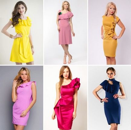 Модні сукні з воланами варіанти фасонів і розташування