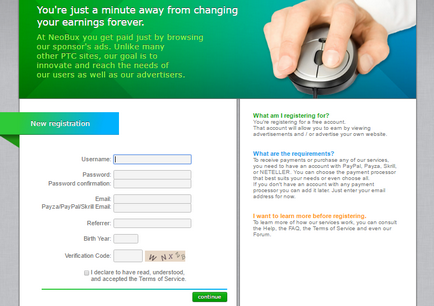 Neobux (neobuks) com - înregistrare, intrare, cont personal