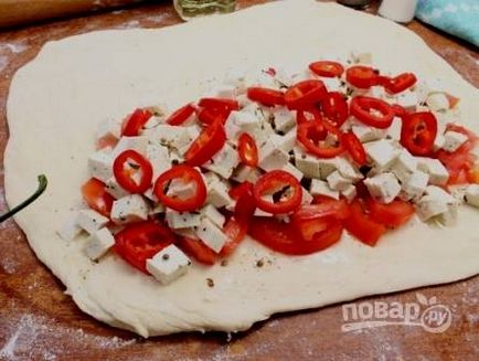 Adygei sajt pite leveles tészta - lépésről lépésre recept fotók