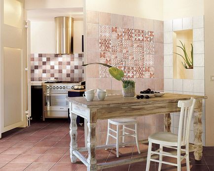 Плитка в стилі печворк керамічна в інтер'єрі кухні і ванній