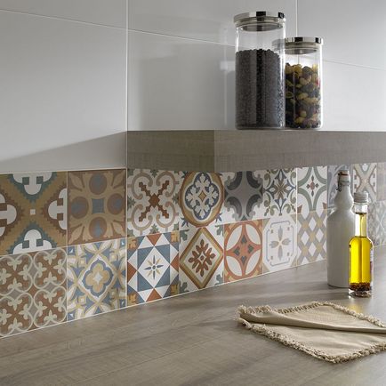 Плитка в стилі печворк керамічна в інтер'єрі кухні і ванній