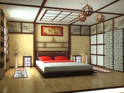 Спальня по східному - двоспальні ліжка в японському стилі