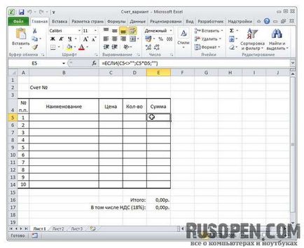 Táblázat pontszámot az Excel