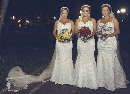Nunta triplu a surorilor gemene (6 fotografii)