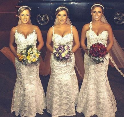Nunta triplu a surorilor gemene (6 fotografii)