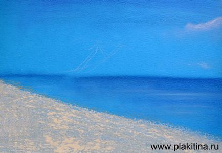 Урок малювання пастеллю - блакитний берег, урок малювання пастель, урок пастеллю