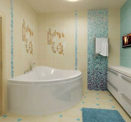 Ванна кімната з кутовою ванною фото дизайну інтер'єру
