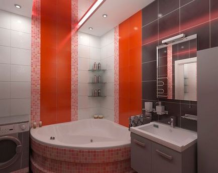 Ванна кімната з кутовою ванною фото дизайну інтер'єру