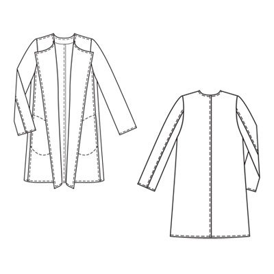 Форма пальто без коміра літнього варіанту і прямого силуету