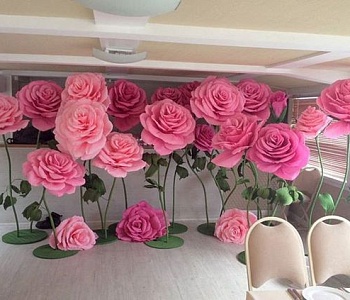 Flori mari pentru decorarea sălii, nunți și sesiuni foto, flori imense de hârtie pentru decorare,