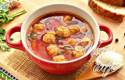 Borsch cu fotografie de recipe cu chifteluțe