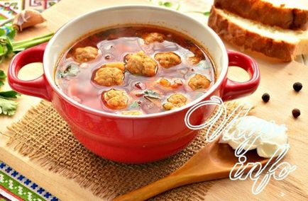 Borsch cu fotografie de recipe cu chifteluțe