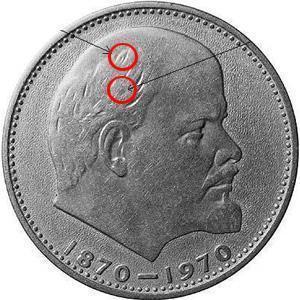 Ціна монети ссср 1 рубль 1870 - 1970 роки з головою леніна