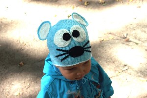 Pălărie pentru copii - mouse-ul - cu urechi, croșetate, croseta - nasul cinci!