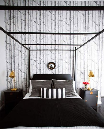 Camere de dormit interior, design și idei de interior, dormitoare frumoase, lumină albă și negru,