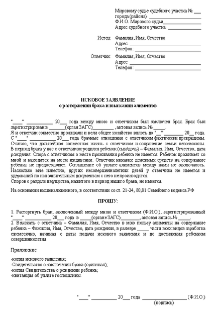 Як подати на аліменти після розлучення і які документи потрібні, зразок заяви