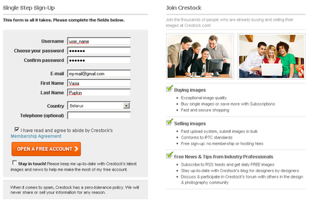 Hogyan lehet regisztrálni a képre bank (microstock) crestock, microstock gyűjtemény tipp