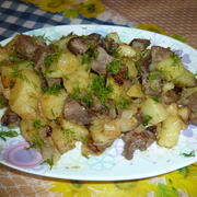 Картопля смажена з печінкою і -биз російська версія покроковий рецепт з фотографіями