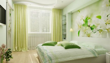 Красивий інтер'єр спальні в світлих тонах зі світлими меблями