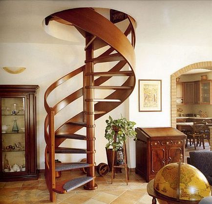 Кругла сходи в будинок на другий поверх зі ступенями і поручнями як зробити своїми руками