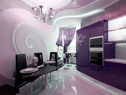 Bucătării de vinete de culoare exemple de design interior
