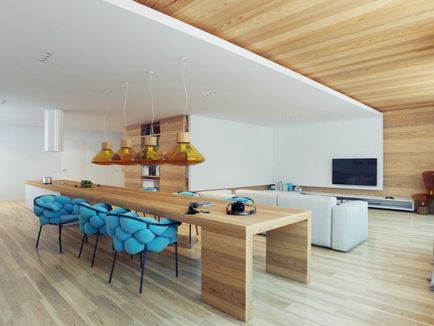 Bucătărie-cameră de zi într-o casă de țară (60 fotografii) video-instruire privind decorarea interioară a lemnului
