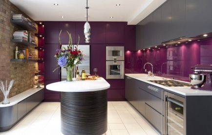 Кухня кольору баклажан в сучасному інтер'єрі