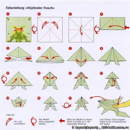 Frog origami papír, hogyan lehet papírt a gyermekek számára