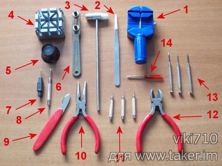 Un set de instrumente pentru repararea ceasurilor (18 articole)