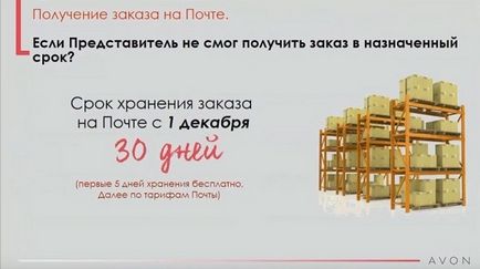 Új feltételek Szállítási megbízások a posta Avon, Avon Avon orosz hivatalos honlapon