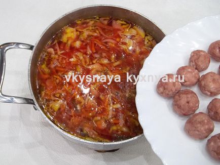 Funs delicios borsch cu chifteluțe